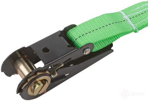 Ремень для крепления груза, храповый механизм 110 мм, полиэфирная лента 25 мм x 5 м, 800 / 1600 кг