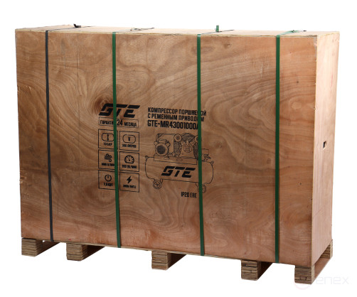 Pneumatic compressor 380V 7.5kW 10atm. 1000L/min. receiver-300L piston belt GTE