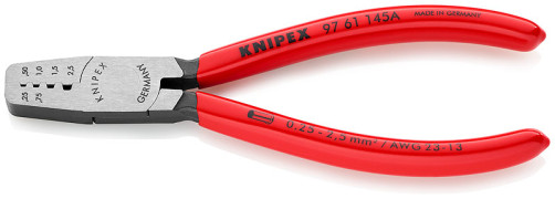 Press pliers for crimping contact sleeves, number of sockets: 4, 0.25 - 2.5 mm2 (AWG 23 - 13), L-145 mm, 1-k handles
