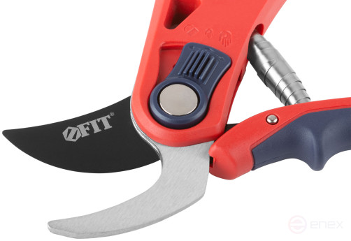 Profi pruner, overlapping cutting edges, opening adjustment, belt spring, rubberized. handles 210 mm
