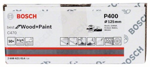 Шлифлист C470, в упаковке 50 шт. 125 mm, 400, 2608621014