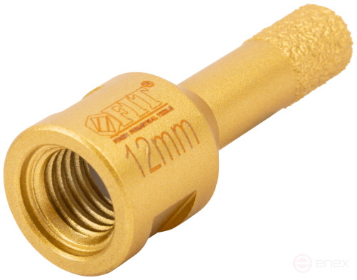 Коронка кольцевая для УШМ, М14, по керамограниту, камню и кафелю алмазная, вакуумное спекание 12х60 мм