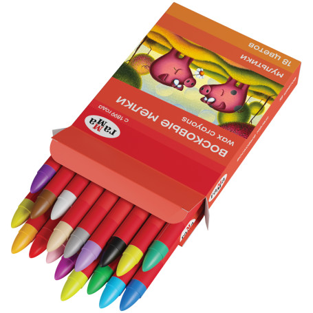 Wax crayons Gamma "Cartoons", 18 colors, round, cardboard. packaging, European weight