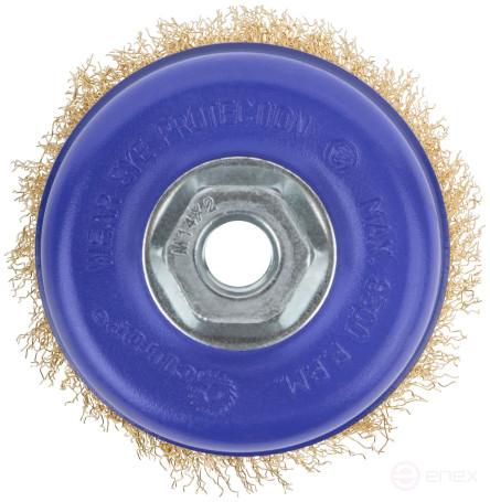 Щетка для УШМ, М14, тип "Чашка", латун. витая проволока 0,3 мм, 100 мм, блистер, CUTOP Profi