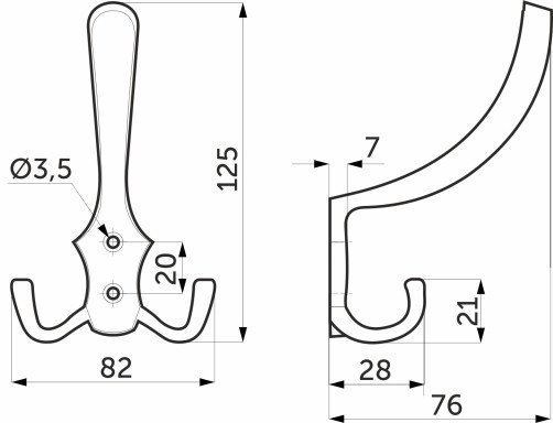 Крючок меб. трехрожковый мет. WP59 хром матовый AKS PLUS