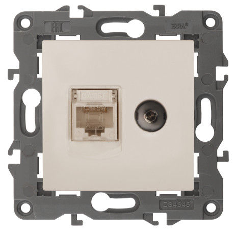Розетка ЭРА Elegance 14-3110-02 RJ45+TV IP20 слоновая кость