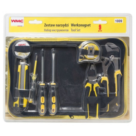 A set of 9 tools, in a bag