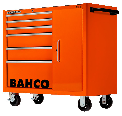 Tool cart XL with cabinet , 6 drawers, orange