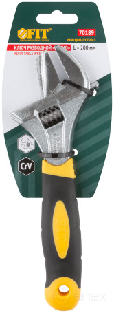 Adjustable key "Techno" CrV, narrow + adjustable jaws, scale, enlarged.gripper, rubberized.handle 200mm (40mm)