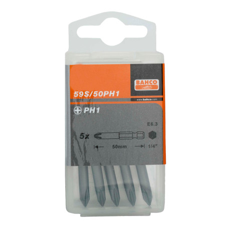 1/4" Bits 2pcs. for Phillips PH1 screws, L=50 mm
