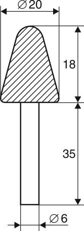 Шарошка абразивная Конус с закруглением 20х18х6 мм