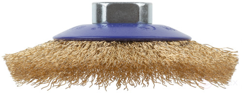 Щетка для УШМ, М14, тип "Тарелка", латун. витая проволока 0,3 мм, 100 мм, блистер, CUTOP Profi