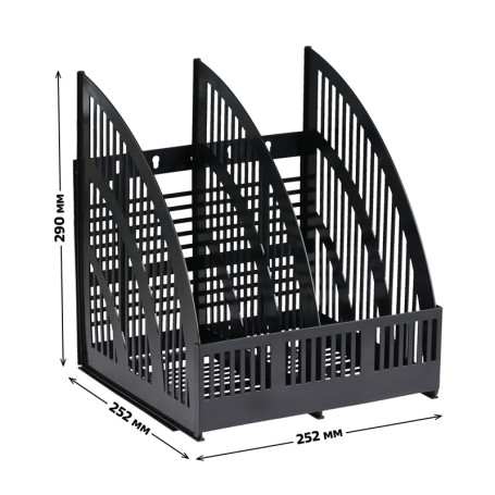 Лоток для бумаг вертикальный СТАММ "Line", сборный, 2 отделения, черный