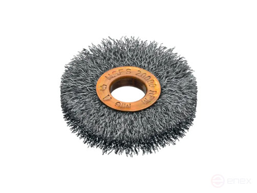 Щетка цилиндрическая гофрированная, Д50 мм, ширина 10 мм, нержавеющая гофрированная проволока ROF 0,15 мм, посадочное отверстие 13 мм