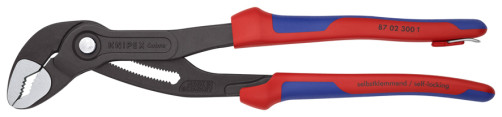 KNIPEX COBRA® adjustable pliers with a lock, 70 mm (2 3/4"), turnkey 60 mm, L-300 mm, gray, 2-k handles, fear. he was getting stronger.