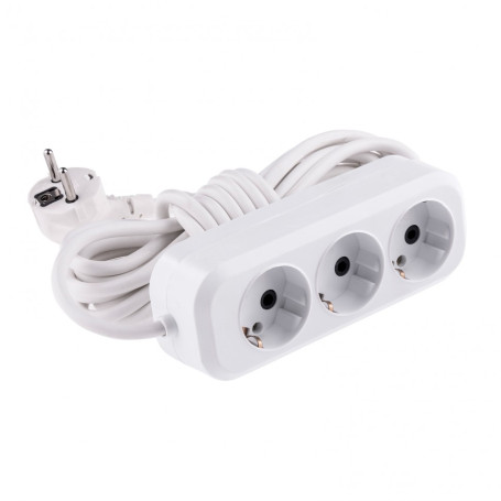 Household extension cord, uHz-10-303 series, with grounding, 3 m, 3 sockets, 10 A Denzel