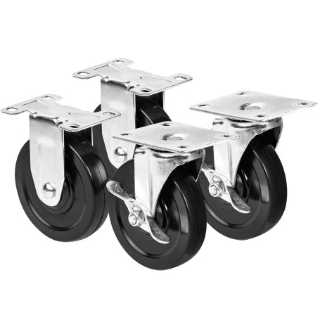PP 4x1" wheels, set of 4 pcs (2 turns, 2 rotations), brake, Custom PRO