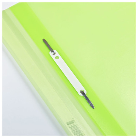 Папка-скоросшиватель пластик. Berlingo "Neon", А4, 180 мкм, неоновая зеленая с прозр. верхом