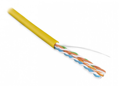 UUTP4-C5E-S24-IN-PVC-YL-305 (305 m) Cable twisted pair, unshielded U/UTP, category 5e, 4 pairs (24 AWG), single core (solid), PVC, -20°C – +75°C, yellow - warranty: 15 years component, 25 years system