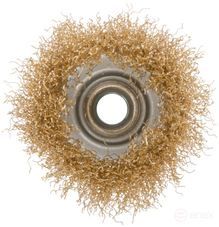 Корщетка чашечная, гайка М14, стальная латунированная волнистая проволока 75 мм