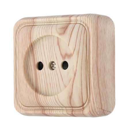 Socket of an open installation without grounding contacts with protective shutters (pine), Standard