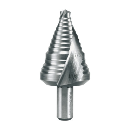 Сверло ступенчатое HSS дюймовое CBN шлифованное со спиралевидной канавкой и подточкой острия Ø 7/8 - 1 1/8