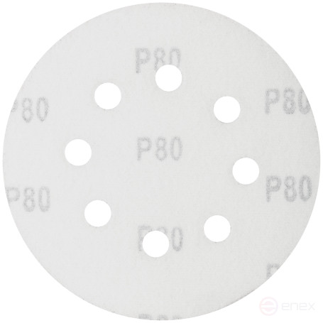 Круги шлифовальные с отверстиями (липучка), алюминий-оксидные, 125 мм, 5 шт. Р 80