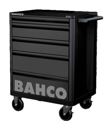 Tool cart with 5 drawers and protective sides, black