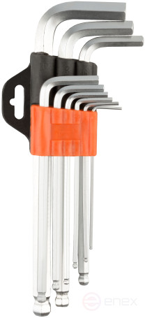 Набор Г-обр. шестигр. 9ч (1.5-10мм; CR-V; удлинённые; с шаром) АвтоDело (39159)