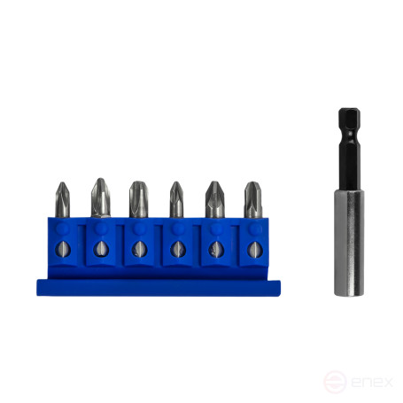 Набор бит ПРАКТИКА "Профи" 7шт PH1,2,3; PZ1,2,3 x 25мм, магнитный держатель, кассета (036-490)