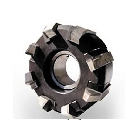 End-mounted milling cutters with inserts.equipped with knives.tv.spl.plast. d100 z=8 VK8 45gr. GOST 24359-80