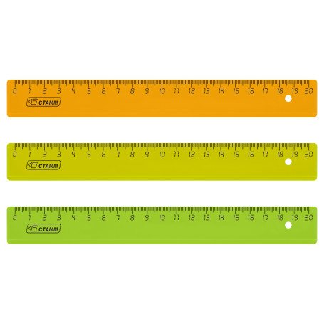 20cm STAMM ruler, plastic, transparent, neon colors, assorted