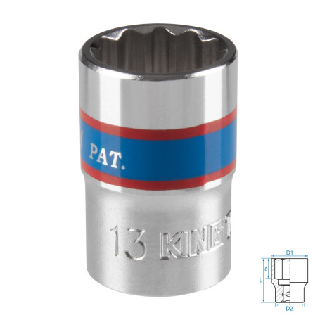Головка торцевая стандартная двенадцатигранная 3/8", 13 мм KING TONY 333013M