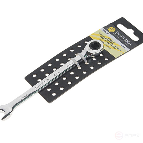 Ключ комбинированный 7мм ER-21107H трещоточный (на держателе) ЭВРИКА /1/10/240