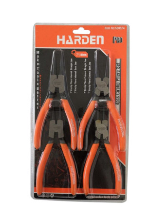 Set of 4 professional locking ring pullers in the base, 180mm // HARDEN