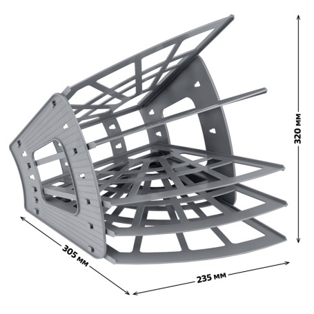 Лоток для бумаг веерный СТАММ "Эконом", 5-ти секционный, серый