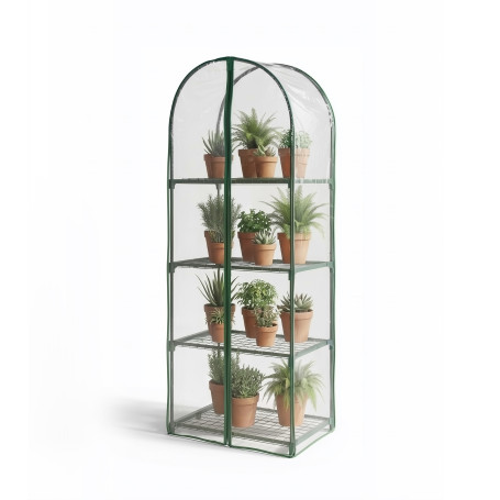 Greenhouse greenhouse on the windowsill Geoplastboard 59x39x160 cm 4 shelves with a cover arch color green