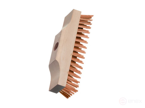 Щетка ручная, 6 рядная, скребковая, 220х60 мм, бронзовая прямая провлока BRO 0,40 мм, высота ворса 40 мм