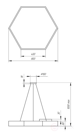 Светильник LED ЭРА Geometria SPO-122-B-40K-066 Hexagon 66Вт 4000К 5300Лм IP40 800*800*80 черный подвесной