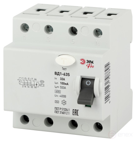 RCD ERA PRO NO-902-154 VD1-63S 4P 32A 100mA
