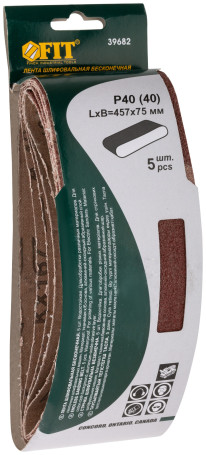 Endless sanding belts, water-resistant, fabric-based, 5 pcs., 75x457 mm P 40