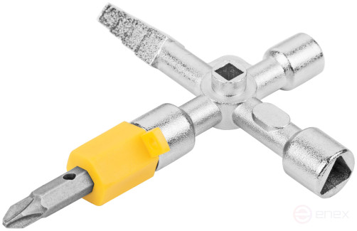 Ключ универсальный для электрошкафов 5-в-1, двусторонняя CrV бита PH2/SL7