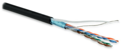 FUTP4-C5E-P26-IN-LSZH-BK-100 (100 m) Twisted pair cable, shielded F/UTP, category 5e, 4 pairs (26 AWG), stranded (patch), foil shield, LSZH, ng(A)-HF, -20°C – +75°C, black