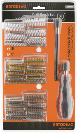 A set of cylindrical brushes with a 14pr holder (100x45mm; 1/4" HEX shank) Avtodor 41044