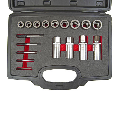 Набор ER-86738 для откручивания заломанных болтов, гаек и шпилек 18пр., в кейсе ЭВРИКА /1/10