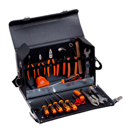 A set of tools for an electrician in a leather bag, 32 pcs.