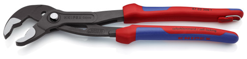 KNIPEX COBRA® клещи переставные с фиксатором, 70 мм (2 3/4"), под ключ 60 мм, L-300 мм, серые, 2-к ручки, страх. крепл.