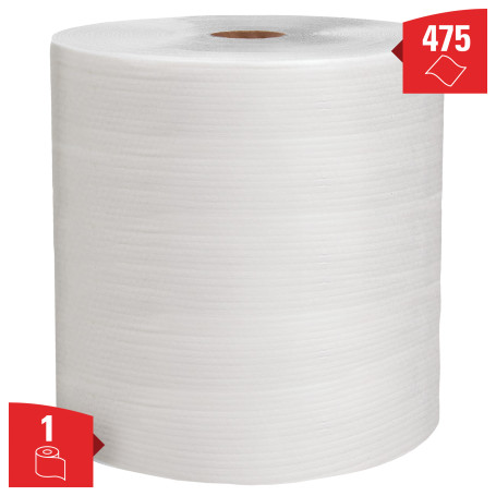 WypAll® X80 Протирочный материал - Большой рулон / Белый (1 Рулон x 475 листов)
