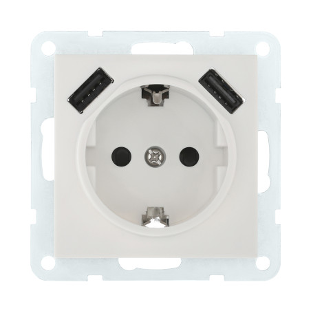 Socket with Z/K + 2xUSB connector, 2A (white) LK60