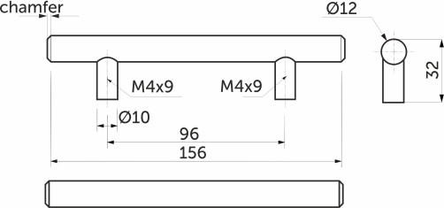 Metal handle 96/156 hollow steel matt black, AKS